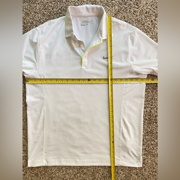 Nike Golf Mens Dri-FIT Polo.chest 45". White neon yellow pipes - Picture 8 of 10